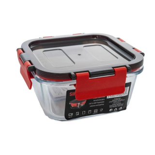 Caserola din sticla termorezistenta yena 0.5L SIMAX CLICK 7606 L, patrat, cu capac plastic