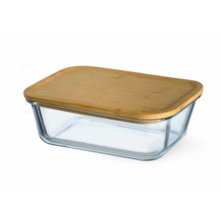 Caserola din sticla termorezistenta yena 0,85L SIMAX 7626 LB, rectangular, cu capac bambus