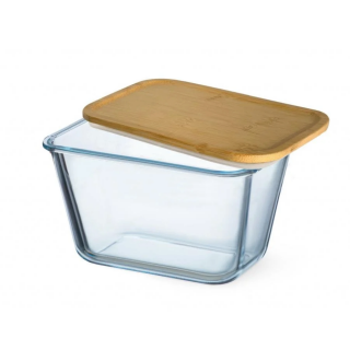 Caserola din sticla termorezistenta yena 1,35L SIMAX 7636 LB, rectangular, cu capac bambus