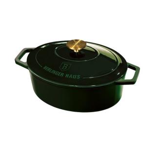 Oala fonta emailata cu capac ovala, 5.56 L 32 cm Emerald Collection Berlinger Haus BH 6520