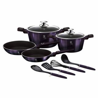 RESIGILAT - Set oale cu capace, cu strat antiaderent titan, 10 piese Purple Eclipse Berlinger Haus BH 7140