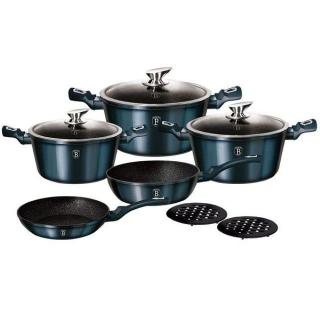 RESIGILAT - Set oale marmorate 10 piese Bleumarine Metalic Line Berlinger Haus BH 1884