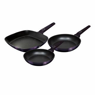 Set 3 tigai Purple Eclipse Collection Berlinger Haus BH 7104, antiaderente, titan, mov, grill, inductie