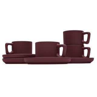 Set 4 cani cu farfurii Leonardo Berlinger Haus BH 10017, visiniu