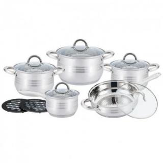 Set oale si tigaie inox cu capace 12 piese Kitchen Pro PRO 1250