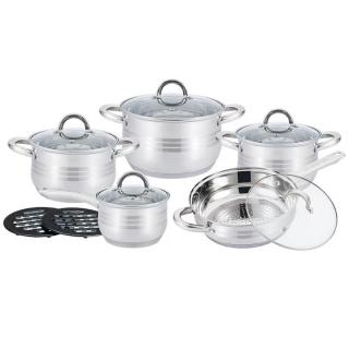 Set oale si tigaie inox cu capace 12 piese Kitchen Pro PRO 1252