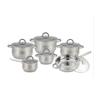 Set oale si tigaie inox cu capace 12 piese Kitchen Pro PRO 1262