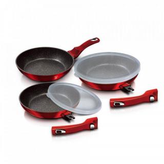 Set tigai marmorate cu manere detasabile 5 piese Burgundy Metalic Line Berlinger Haus BH 7053