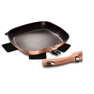 Tigaie grill 28 cm cu maner detasabil, Rose Gold Berlinger Haus BH 1950