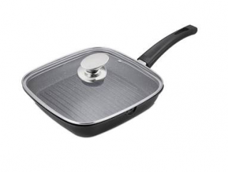 Tigaie grill marmorata 24 cm, antiaderenta, cu capac, curatare usoara, inductie AG24ML Royalty Line