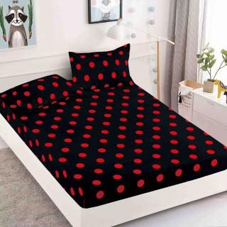 Husa de Pat cu Elastic, Din Finet, 180x200cm+2 fete de perna, Bulinute-C7534