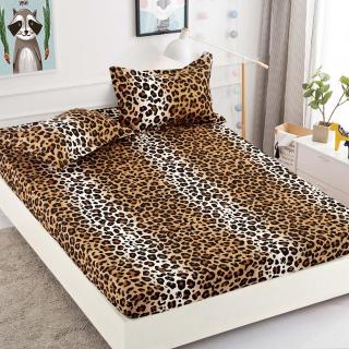 Husa de Pat cu Elastic, Din Finet, 180x200cm+2 fete de perna, Leopard-C2145