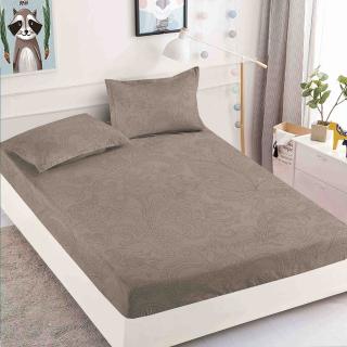 Husa de Pat cu Elastic, Din Finet, 180x200cm+2 fete de perna, Maro-C7056