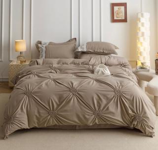Lenjerie Bumbac Premium 6 Piese, cu Inimi Brodate, Cappuccino