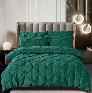 Lenjerie Bumbac Premium 6 Piese, cu Pliuri Brodate, Verde-C3129