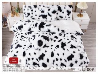 Lenjerie Cocolino Fluffy Pufoasa, Pat Dublu, 6 Piese, Alb Negru-D6731