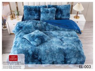 Lenjerie Cocolino Fluffy Pufoasa, Pat Dublu, 6 Piese, Albastru Multicolor-D6728