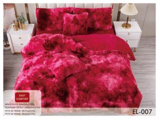 Lenjerie Cocolino Fluffy Pufoasa, Pat Dublu, 6 Piese, Rosu Multicolor-D6726