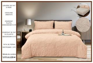 Lenjerie Cocolino Grofata, cu Blanita, 4 Piese, Cearceaf pat cu Elastic, Caisa-P7099