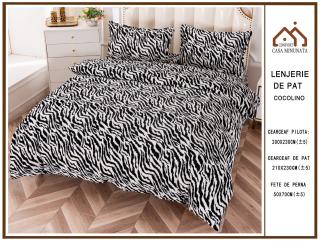 Lenjerie Cocolino Pufoasa, Pat Dublu, 4 Piese, Zebra Print-P6797