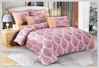 Lenjerie de Lux din Catifea, cu 6 Piese, Roz-D3479