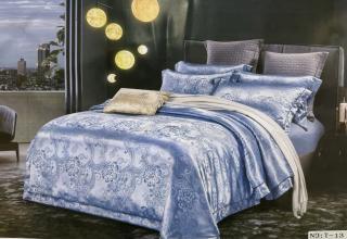 Lenjerie de pat Jacquard Premium De Lux, 6 Piese, Bleu Model Regal-R6479