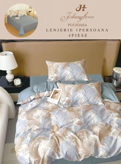 Lenjerie Finet 4 Piese 1 Persoana, Bej Albastru-H7206