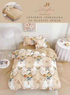 Lenjerie Finet 4 Piese 1 Persoana, cu Elastic, Bej Regal-H7409