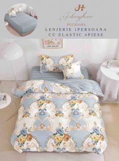 Lenjerie Finet 4 Piese 1 Persoana, cu Elastic, Blue Regal-H7408