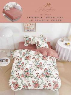 Lenjerie Finet 4 Piese 1 Persoana, cu Elastic, Buchetele de Flori-H7391