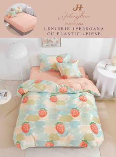 Lenjerie Finet 4 Piese 1 Persoana, cu Elastic, Capsune-H7407
