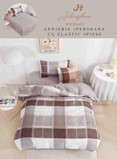 Lenjerie Finet 4 Piese 1 Persoana, cu Elastic, Carouri-H7393