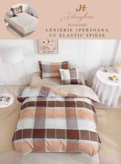 Lenjerie Finet 4 Piese 1 Persoana, cu Elastic, Carouri-H7424