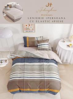 Lenjerie Finet 4 Piese 1 Persoana, cu Elastic, Dungi-H7401