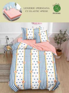 Lenjerie Finet 4 Piese 1 Persoana, cu Elastic, Inimioare Fundite-H7399