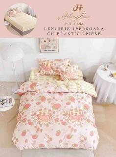 Lenjerie Finet 4 Piese 1 Persoana, cu Elastic, Tort Capsune-H7412