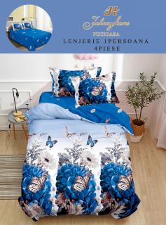 Lenjerie Finet 4 Piese 1 Persoana, Flori Fluturi-H7702