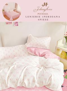 Lenjerie Finet 4 Piese 1 Persoana, Fundite Roz-H7213