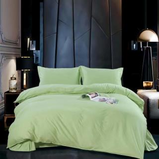 Lenjerie Pat Dublu din Bumbac de Lux, cu 4 Piese, Verde Deschis Uni-R6265