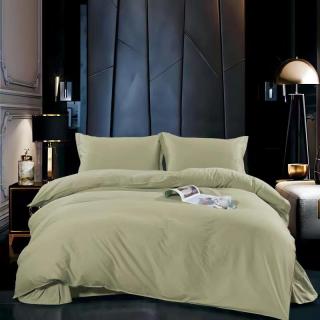 Lenjerie Pat Dublu din Bumbac de Lux, cu 4 Piese, Verde Olive Uni-R6269