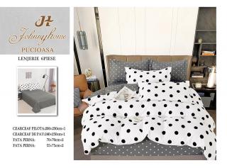 Lenjerie Pat Dublu din Finet, 6 Piese, Buline-H7658