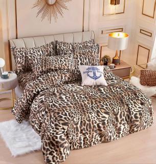 Lenjerie Pat Dublu din Finet 6 Piese, cu Elastic, Animal Print-C6383