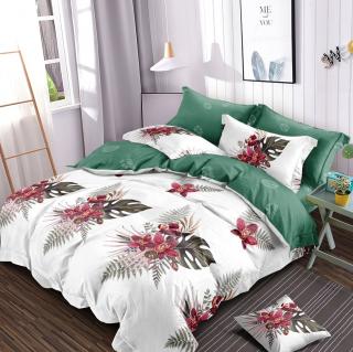 Lenjerie Pat Dublu Din Finet, 6 Piese, cu Elastic, Flori Ferigi-Y7427