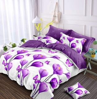 Lenjerie Pat Dublu Din Finet, 6 Piese, cu Elastic, Floricele-Y7438