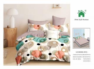 Lenjerie Pat Dublu Din Finet, 6 Piese, cu Elastic-N7244