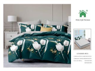 Lenjerie Pat Dublu Din Finet, 6 Piese, cu Elastic-N7252