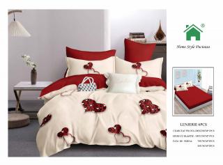 Lenjerie Pat Dublu Din Finet, 6 Piese, cu Elastic-N7269
