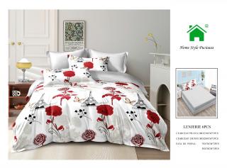 Lenjerie Pat Dublu Din Finet, 6 Piese, cu Elastic-N7314