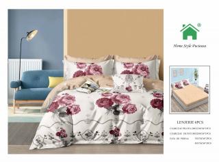 Lenjerie Pat Dublu Din Finet, 6 Piese, cu Elastic-N7331