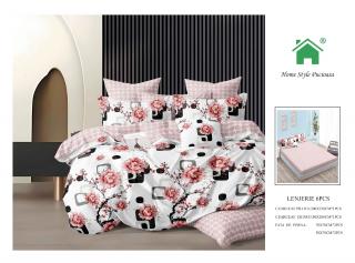 Lenjerie Pat Dublu Din Finet, 6 Piese, cu Elastic-N7368